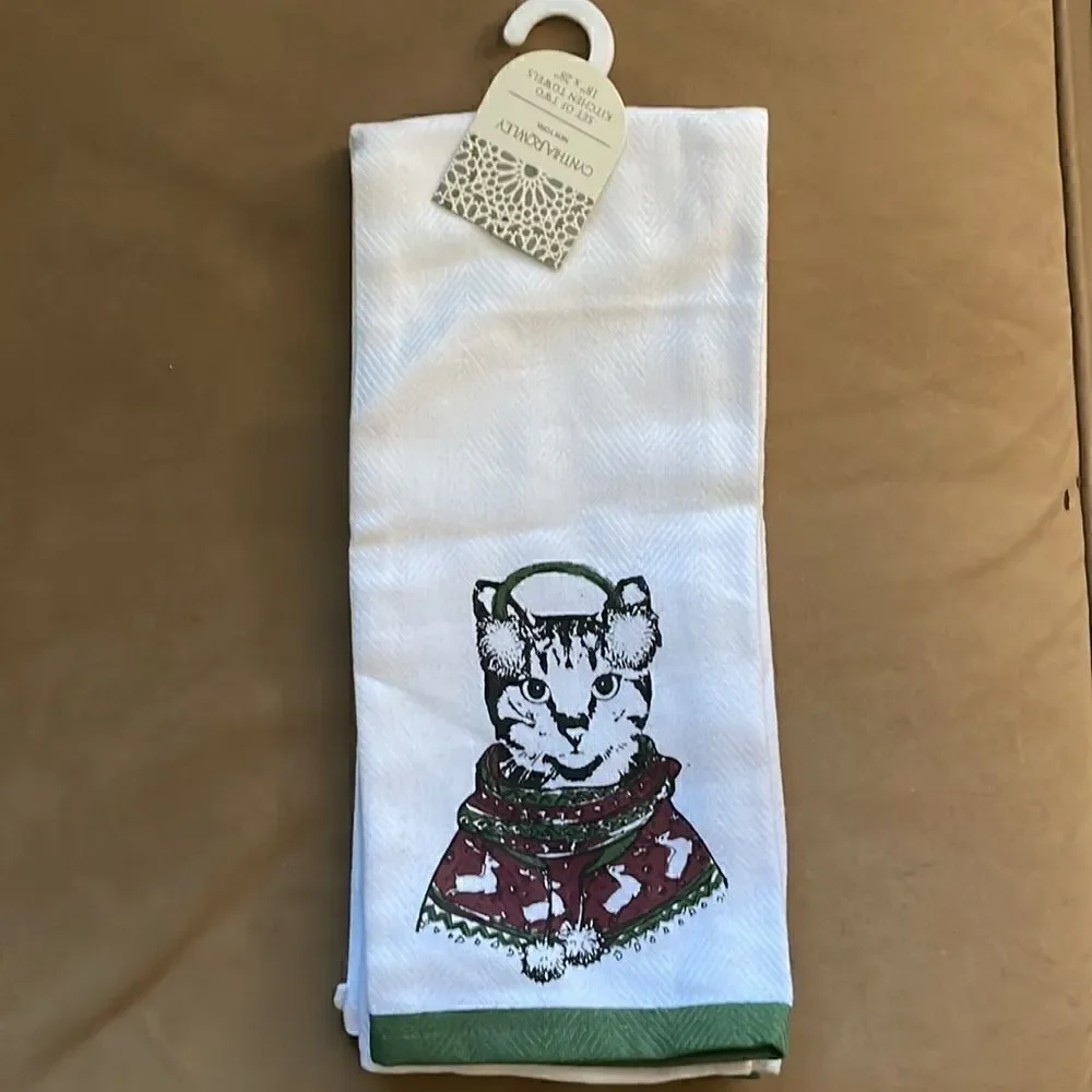 2 Cynthia Rowley New York Cat in Christmas Outfit NWT/ Adorable